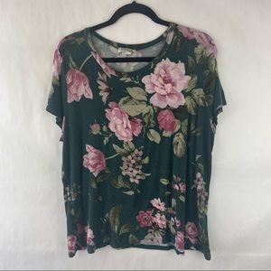 Beware Green Floral Top Size XL